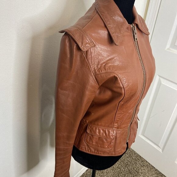 North Street NY USA Woman S (11) Vintage 60s 50s Brown Leather Works Jacket - Picture 3 of 10